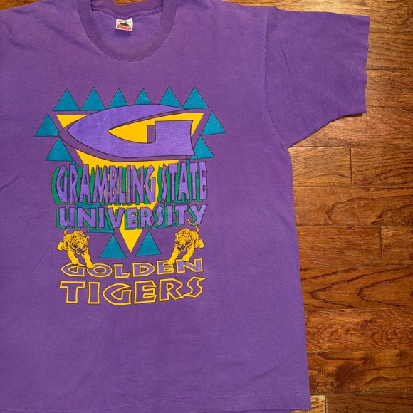 Vintage 90s Grambling State University Golden Tigers NCAA T-Shirt XL Purple - Picture 9 of 9